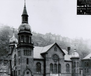 June 23, 1921 - John Eichleay Jr., Company was awarded contract  to move the church 20' into the hillside & 8' up