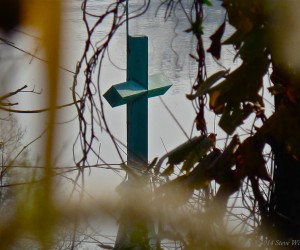 Cross on steeple from St. Nicholas Church  - photo taken from Troy Hill 2012