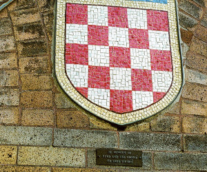 1979 - "Croatian Coat of Arms (Grb) mosaic installed - in memory of Roka & Ana Sikiric"