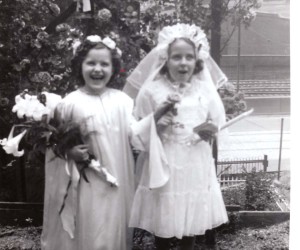 1951 First Holy Communicant accompanied by a first grade angel