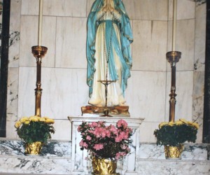Blessed Mother - Marble Altar donated by  Young Ladies Sodiality in 1944